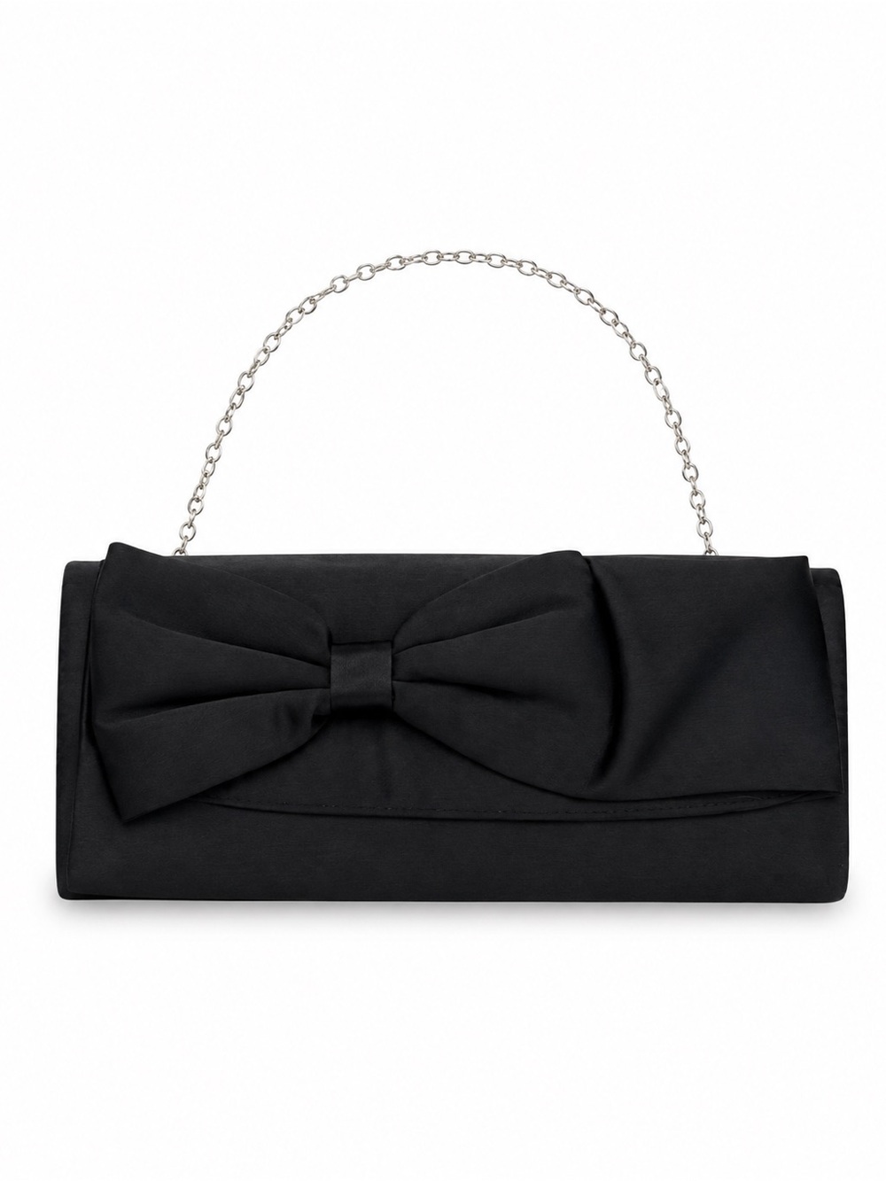 Elegant Black Bow Clutch with Chain Handle